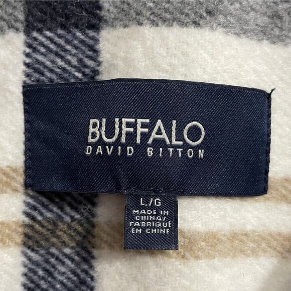 Buffalo David Bitton Shirt Jacket Large Men Blue Plaid Flannel Shacket P… - Picture 5 of 8